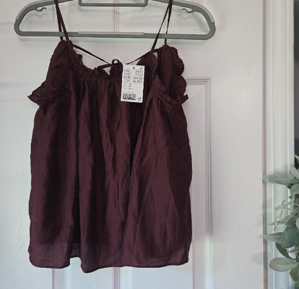 H& M Mauve Spaghetti Strap Ruffled Tank Top - Picture 2 of 3